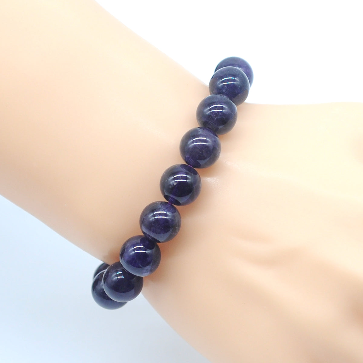 CGB06 Dark Amethyst Beads Stretch Bracelet Smooth Round 10mm 12mm