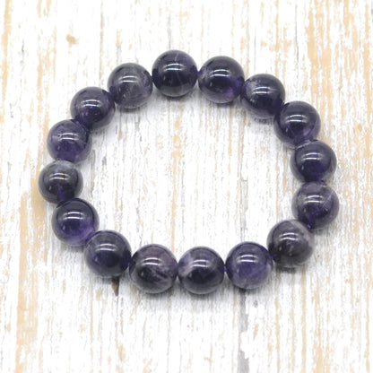 CGB07 Dogtooth Amethyst Beads Stretch Bracelet Smooth Round 10mm 12mm