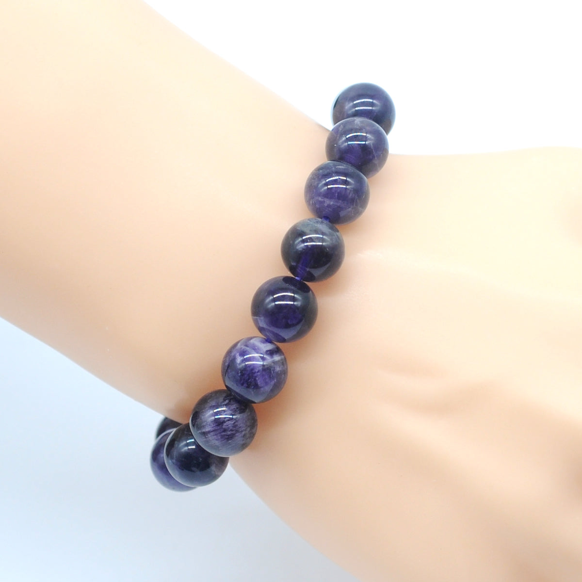 CGB07 Dogtooth Amethyst Beads Stretch Bracelet Smooth Round 10mm 12mm