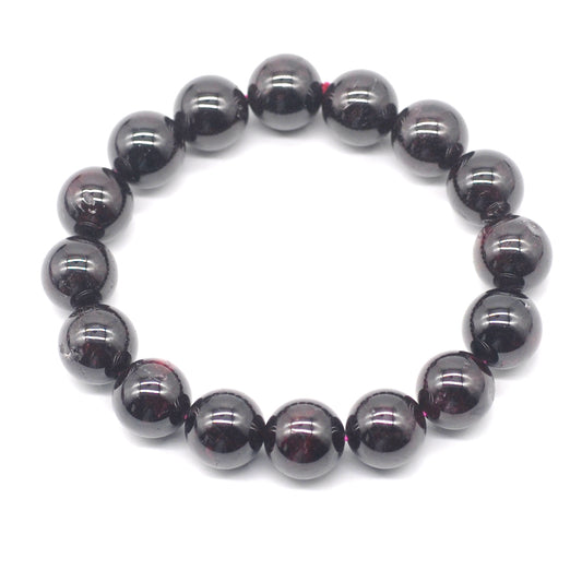 CGB08 Garnet Gemstone Beads Stretch Bracelet Smooth Round 10mm 12mm