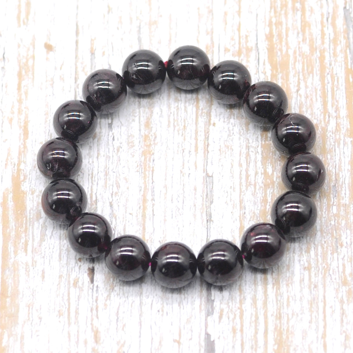 CGB08 Garnet Gemstone Beads Stretch Bracelet Smooth Round 10mm 12mm