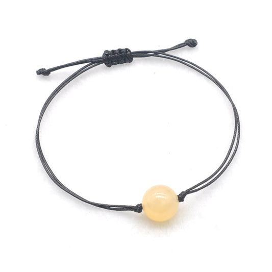 CGB1015 Handmade Honey Jade Adjustable Bracelet Smooth Round 12mm