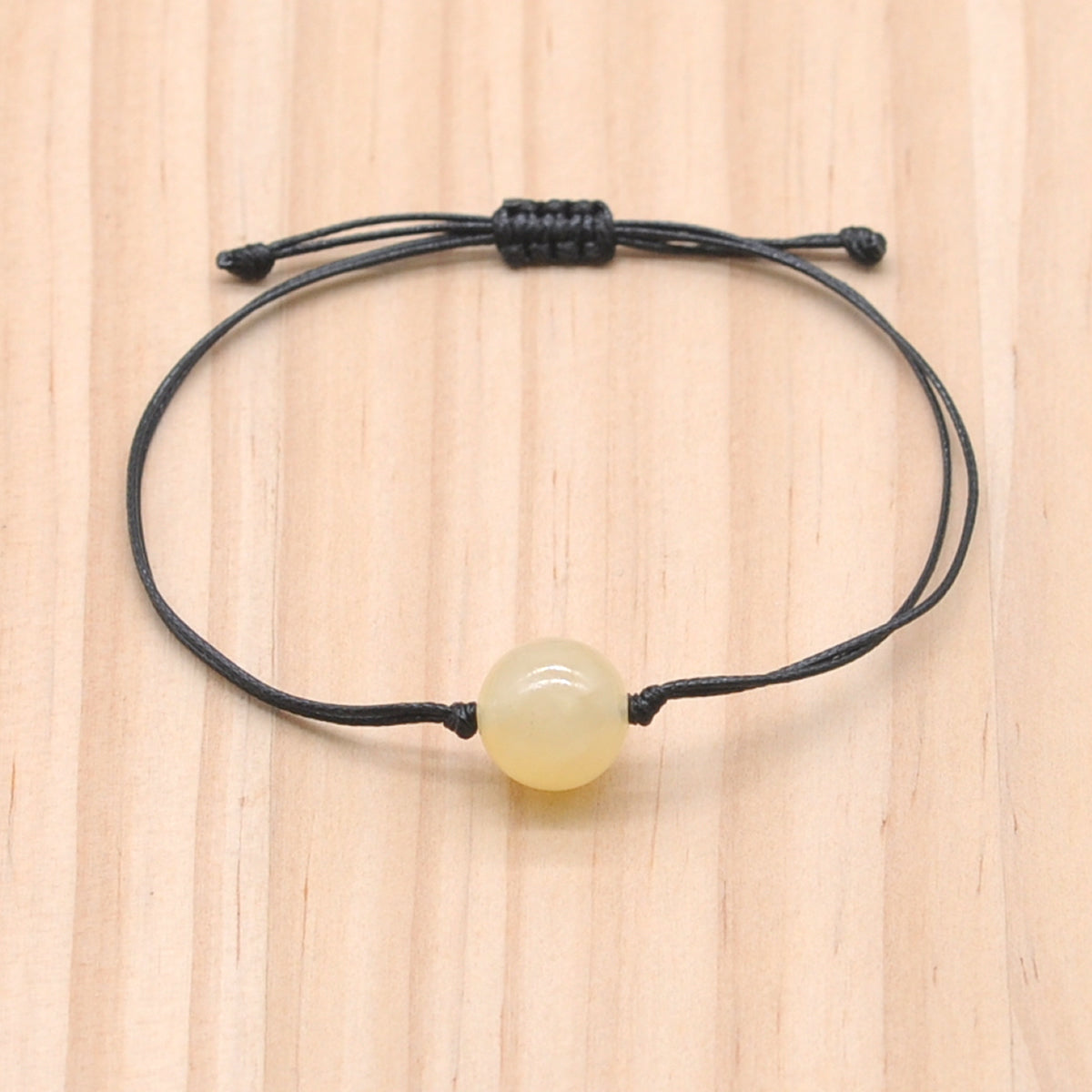 CGB1015 Handmade Honey Jade Adjustable Bracelet Smooth Round 12mm