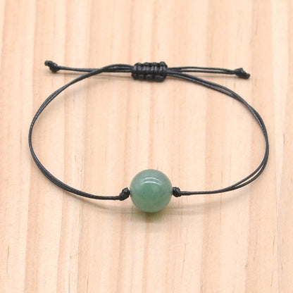 CGB1016 Handmade Green Aventurine Jade Adjustable Bracelet Round 12mm