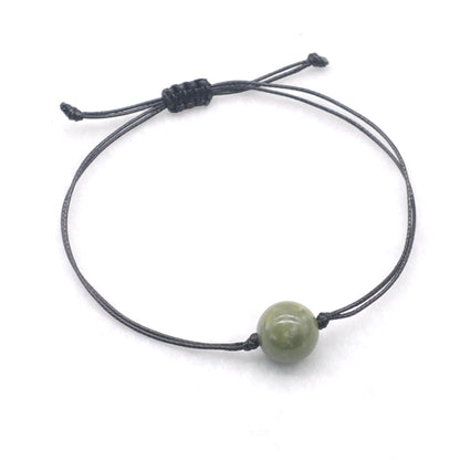 CGB1017 Handmade China Jade Adjustable Bracelet Smooth Round 12mm