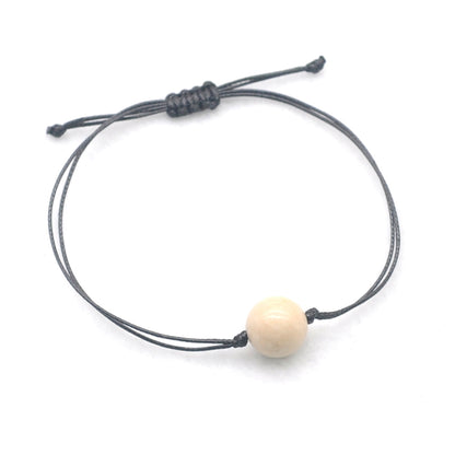 CGB1021 Handmade White Fossil Jasper Adjustable Bracelet Smooth Round 12mm