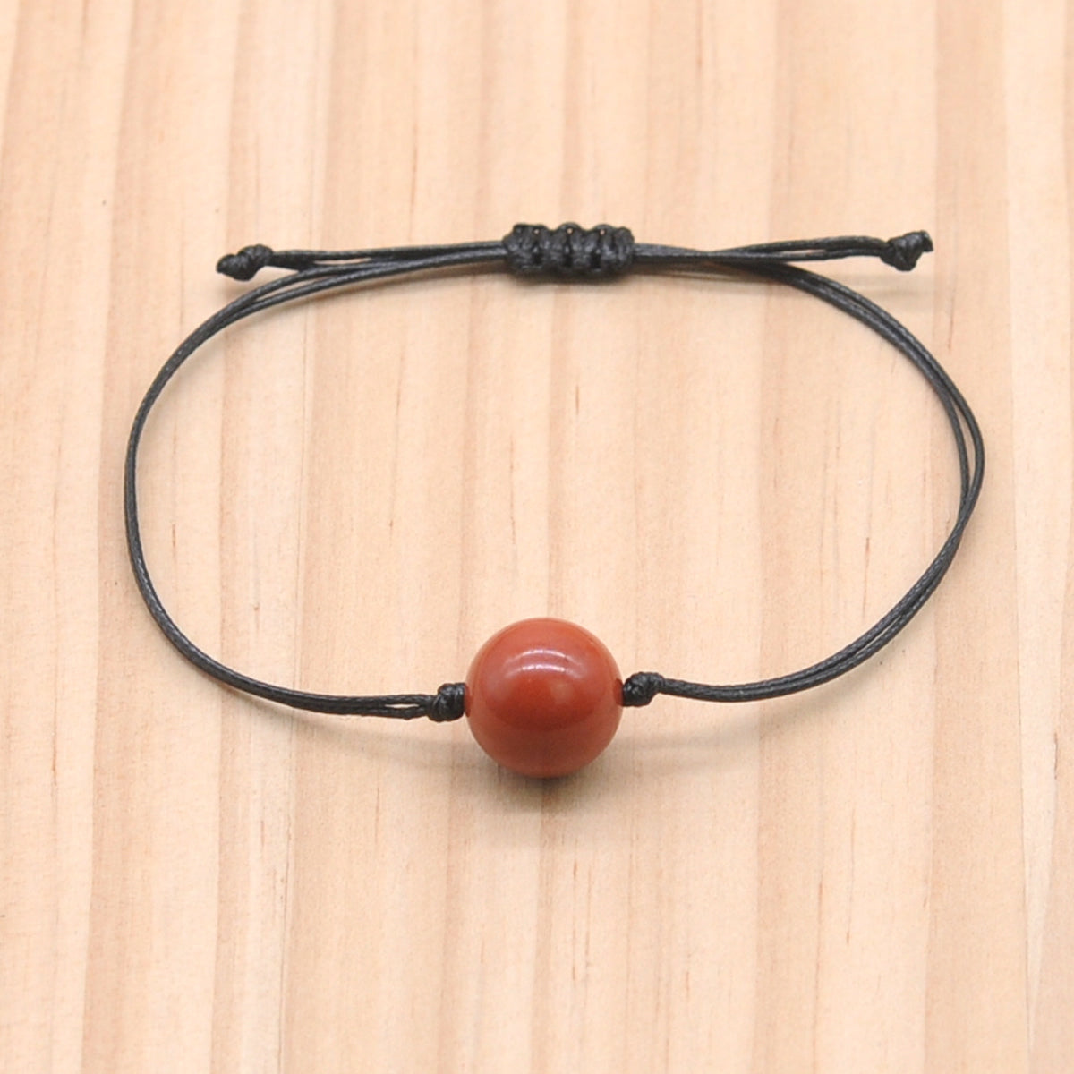 CGB1023 Handmade Red Jasper Adjustable Bracelet Smooth Round 12mm