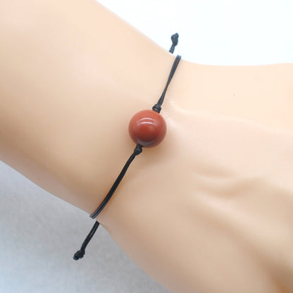 CGB1023 Handmade Red Jasper Adjustable Bracelet Smooth Round 12mm