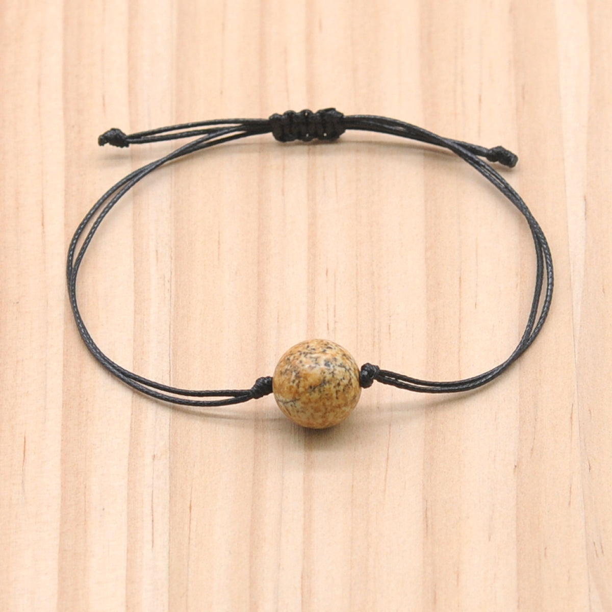 CGB1027 Handmade Picture Jasper Adjustable Bracelet Smooth Round 12mm