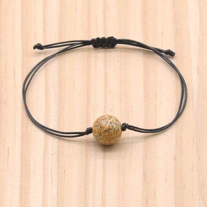 CGB1027 Handmade Picture Jasper Adjustable Bracelet Smooth Round 12mm