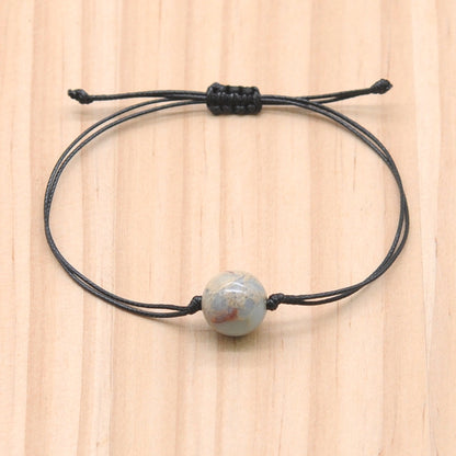 CGB1029 Handmade Serpentine Jasper Adjustable Bracelet Smooth Round 12mm