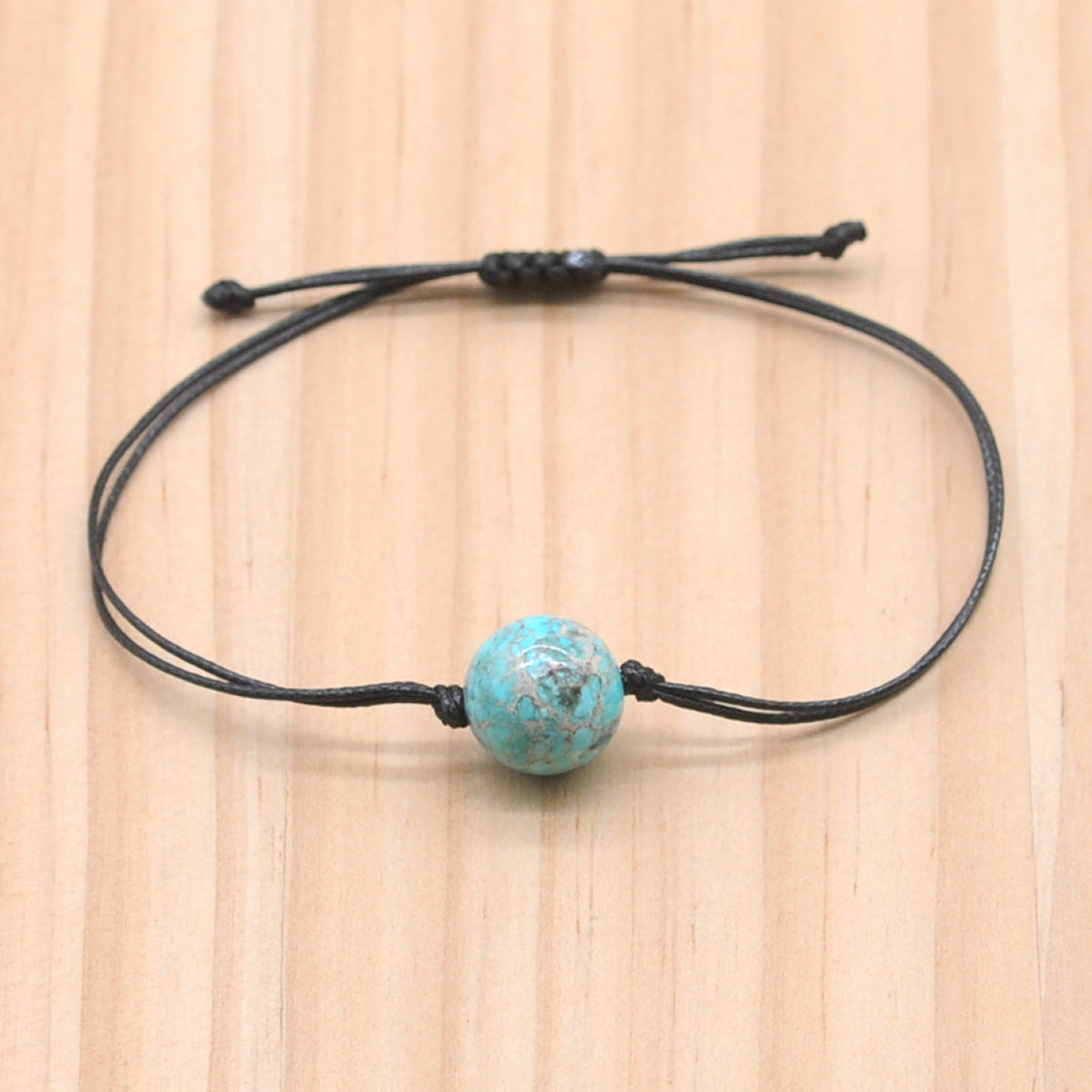 CGB1030 Handmade Blue Sea Sediment Jasper Adjustable Bracelet Smooth Round 12mm