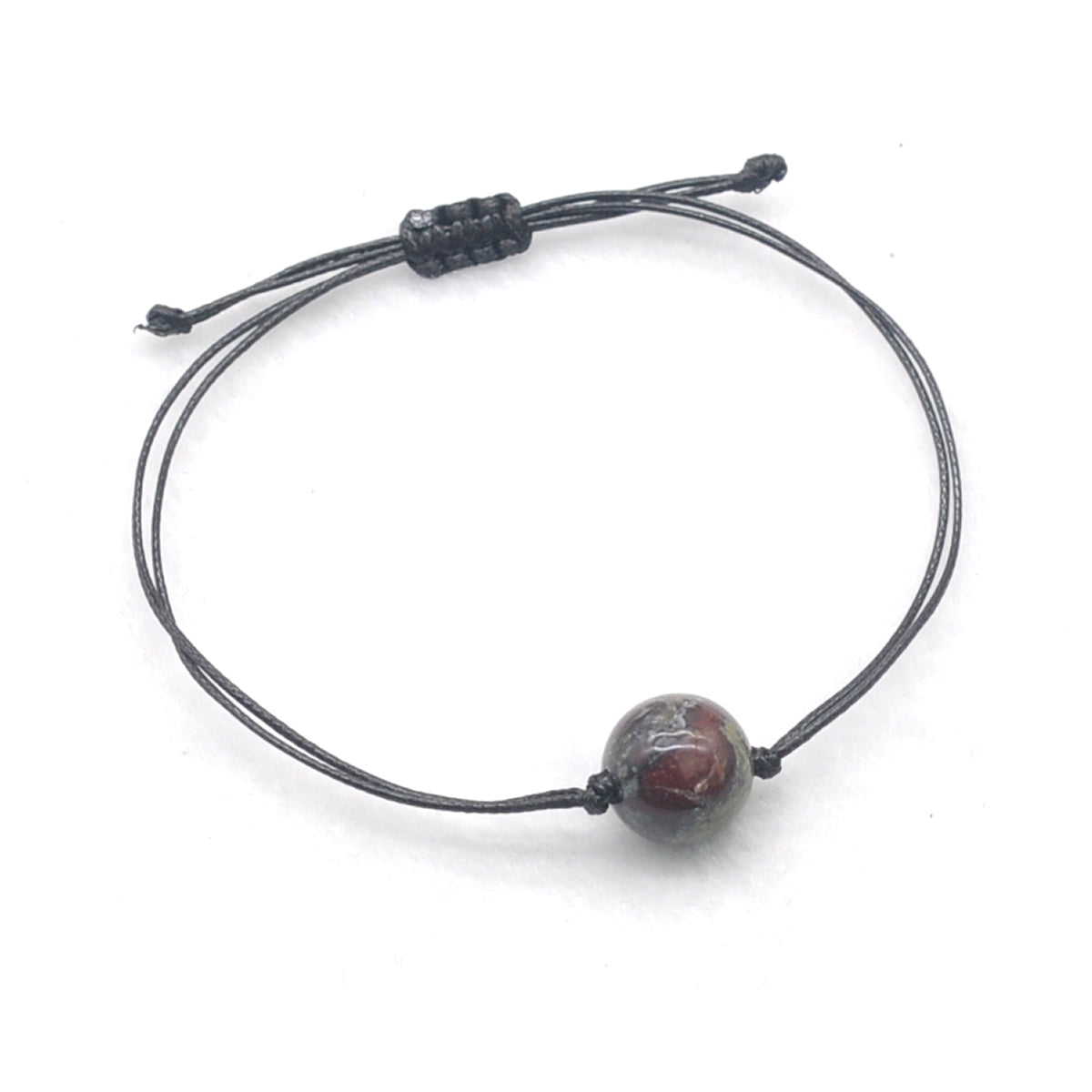 CGB1034 Handmade Dragon Blood Jasper Adjustable Bracelet Smooth Round 12mm