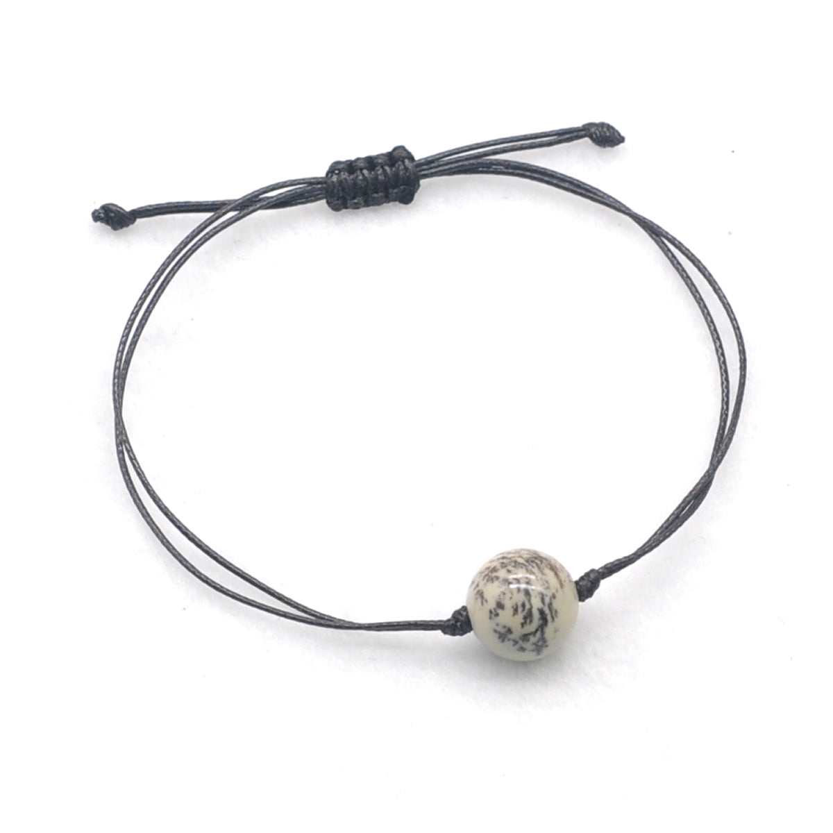 CGB1038 Handmade Greeting Pine Jasper Adjustable Bracelet Smooth Round 12mm