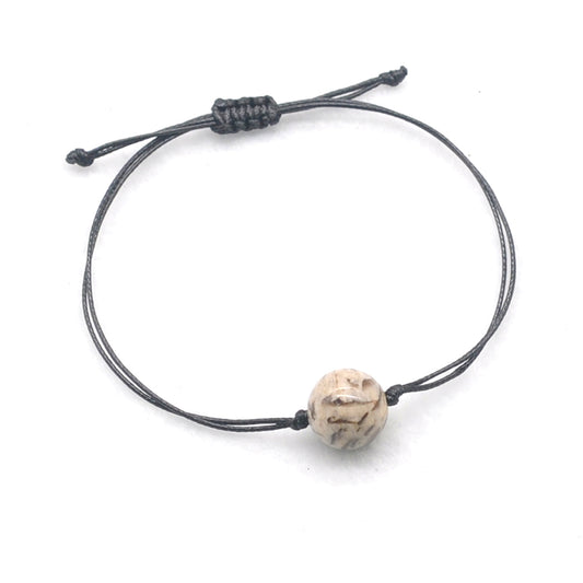 CGB1039 Handmade Feldspar Adjustable Bracelet Smooth Round 12mm