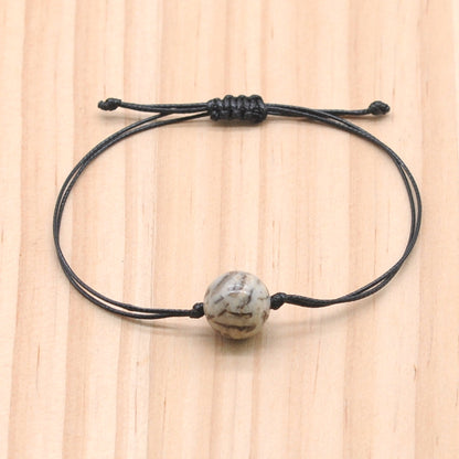 CGB1039 Handmade Feldspar Adjustable Bracelet Smooth Round 12mm