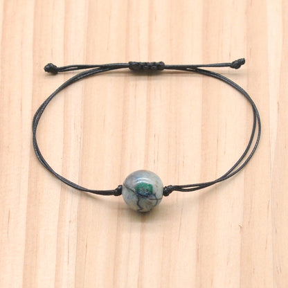 CGB1040 Handmade Chrysocolla Adjustable Bracelet Smooth Round 12mm