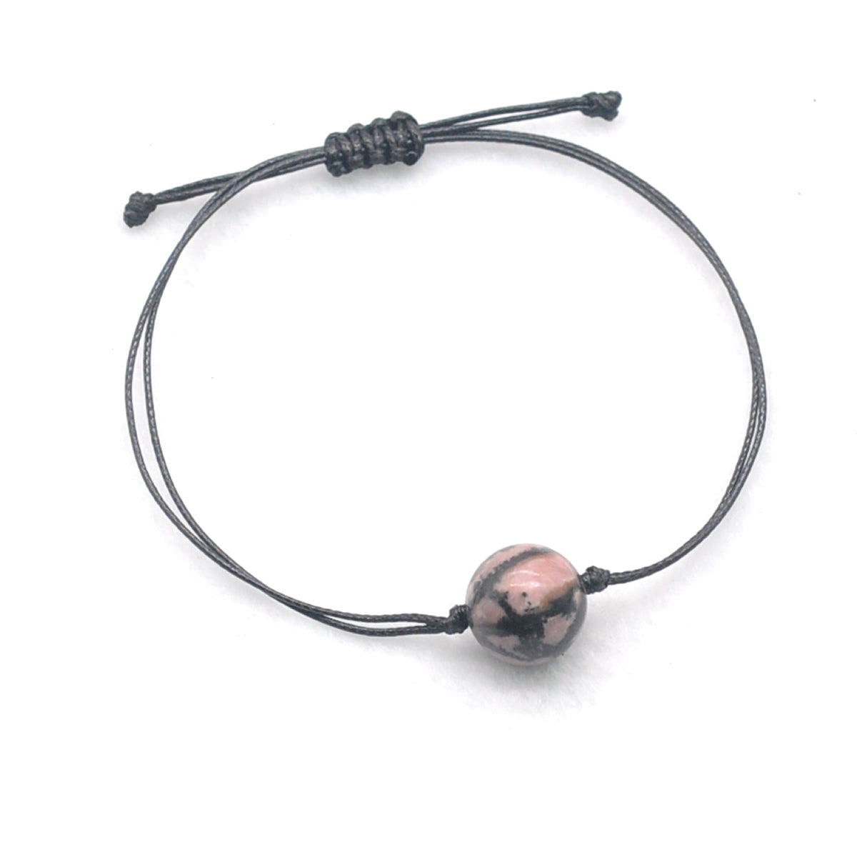 CGB1043 Handmade Rhodonite Adjustable Bracelet Smooth Round 12mm