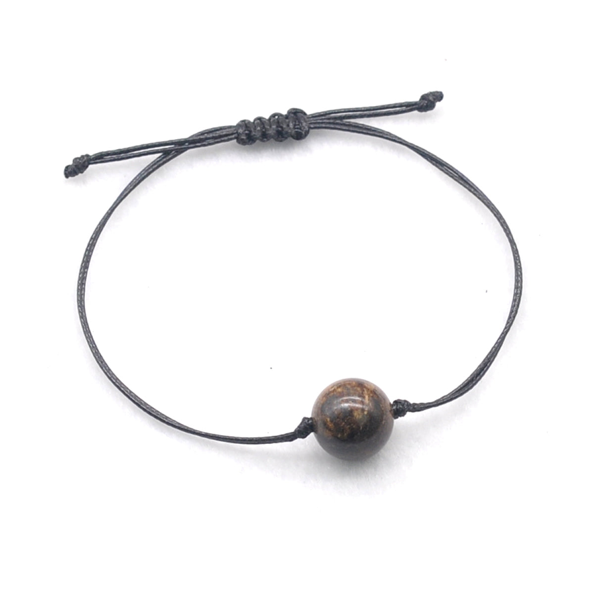 CGB1044 Handmade Bronzite Adjustable Bracelet Smooth Round 12mm