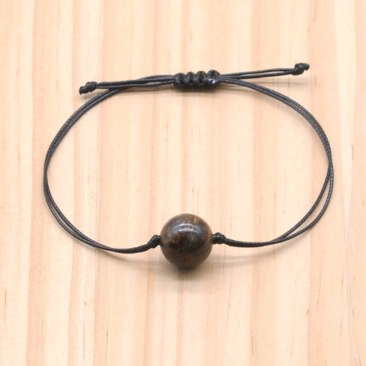 CGB1044 Handmade Bronzite Adjustable Bracelet Smooth Round 12mm