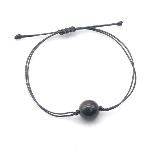 CGB1047 Handmade Golden Obsidian Adjustable Bracelet Smooth Round 12mm