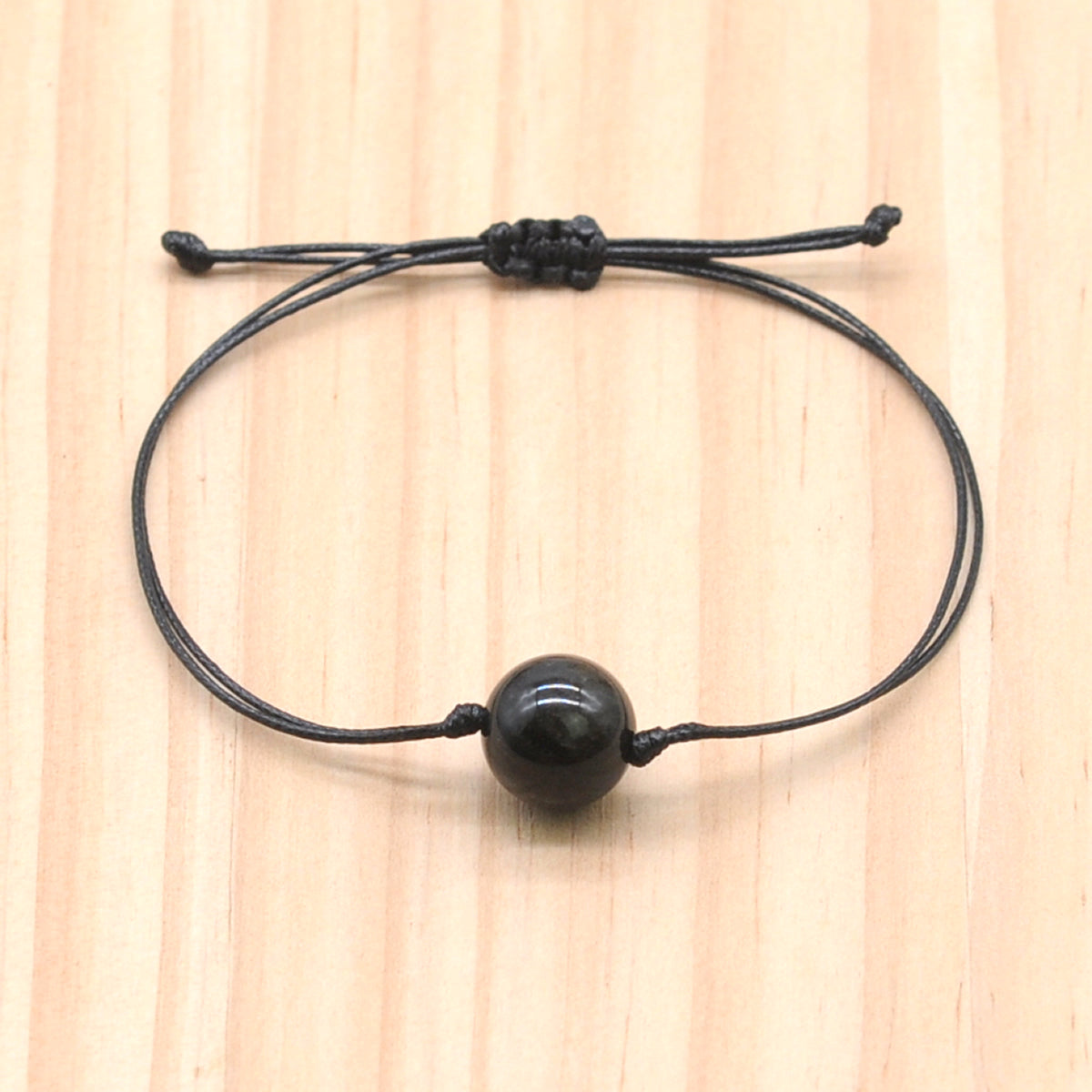 CGB1047 Handmade Golden Obsidian Adjustable Bracelet Smooth Round 12mm