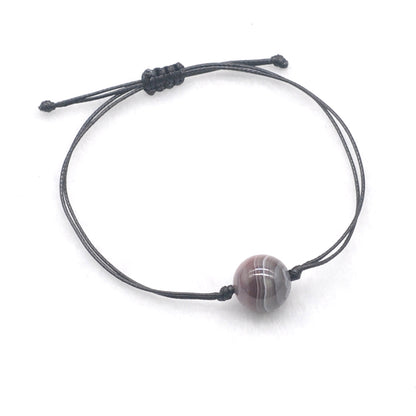 CGB1051 Handmade Botswana Agate Adjustable Bracelet Smooth Round 12mm