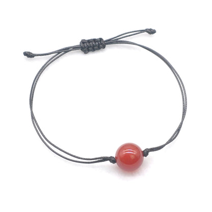 CGB1064 Handmade Red Agate Adjustable Bracelet Smooth Round 12mm