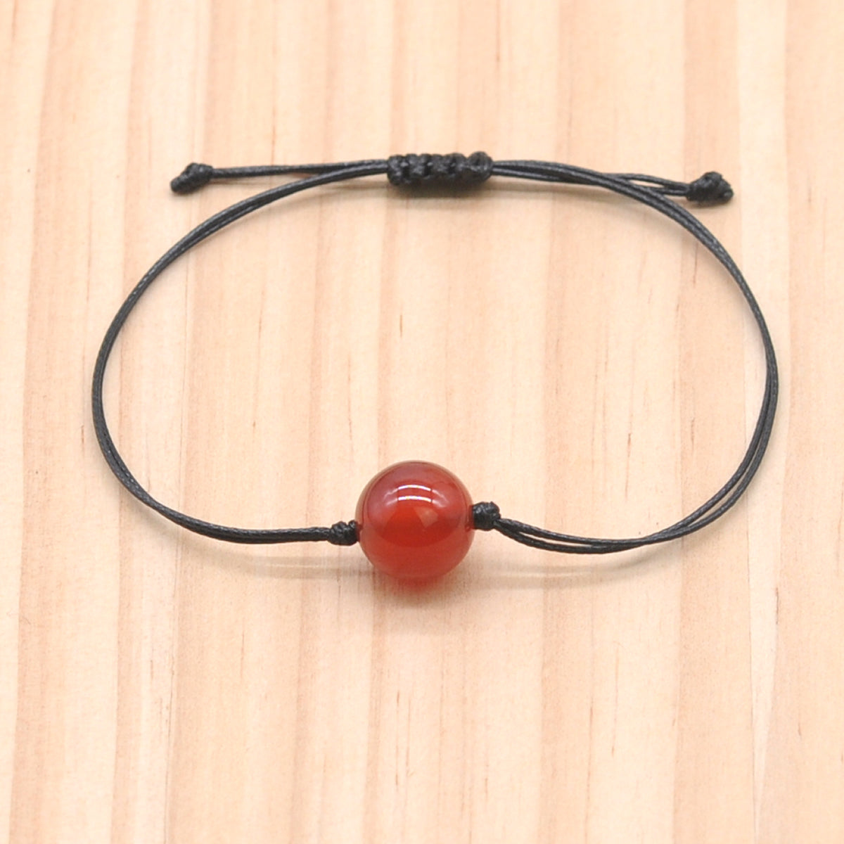 CGB1064 Handmade Red Agate Adjustable Bracelet Smooth Round 12mm