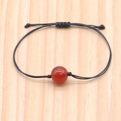 CGB1064 Handmade Red Agate Adjustable Bracelet Smooth Round 12mm