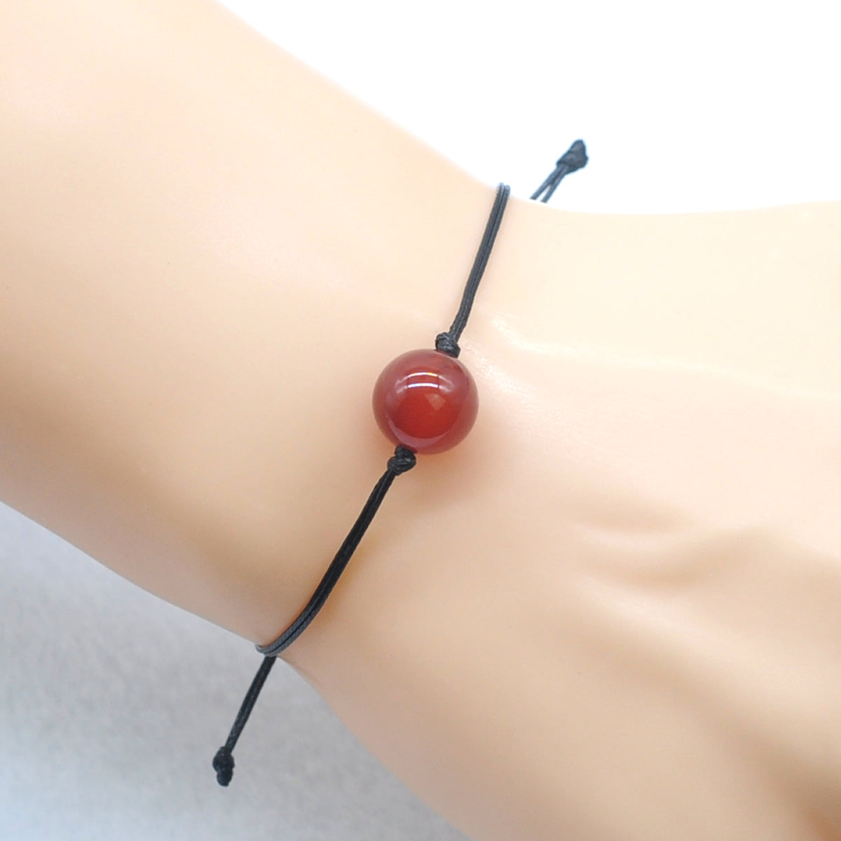 CGB1064 Handmade Red Agate Adjustable Bracelet Smooth Round 12mm