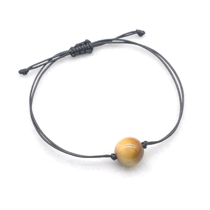 CGB1067 Handmade Golden Tiger Eye Adjustable Bracelet Smooth Round 12mm