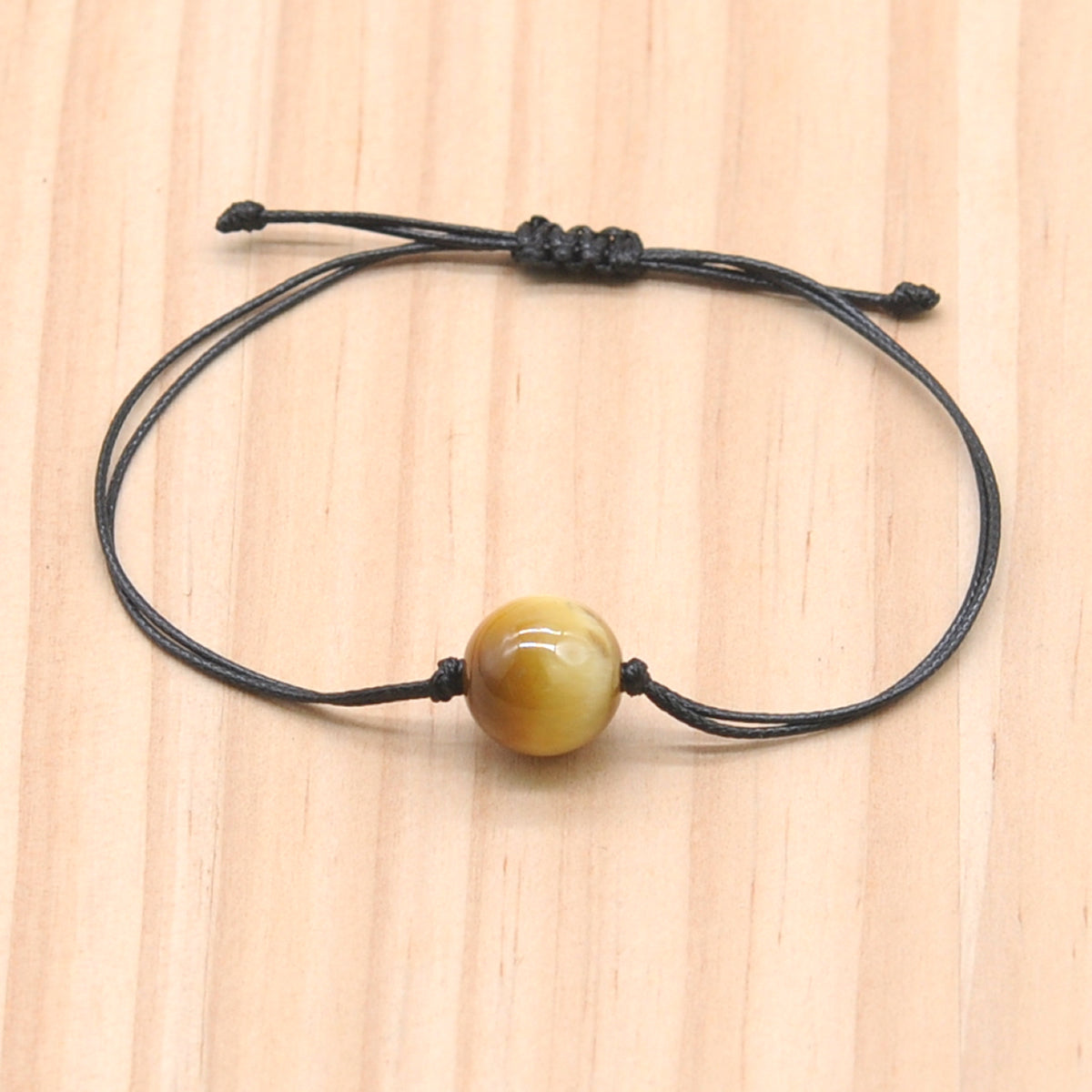 CGB1067 Handmade Golden Tiger Eye Adjustable Bracelet Smooth Round 12mm