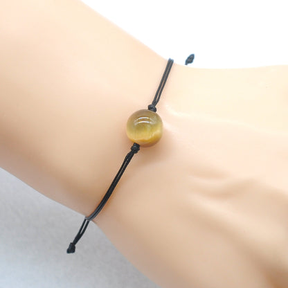 CGB1067 Handmade Golden Tiger Eye Adjustable Bracelet Smooth Round 12mm