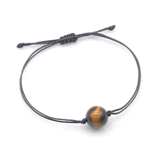 CGB1068 Handmade Yellow Tiger Eye Adjustable Bracelet Smooth Round 12mm