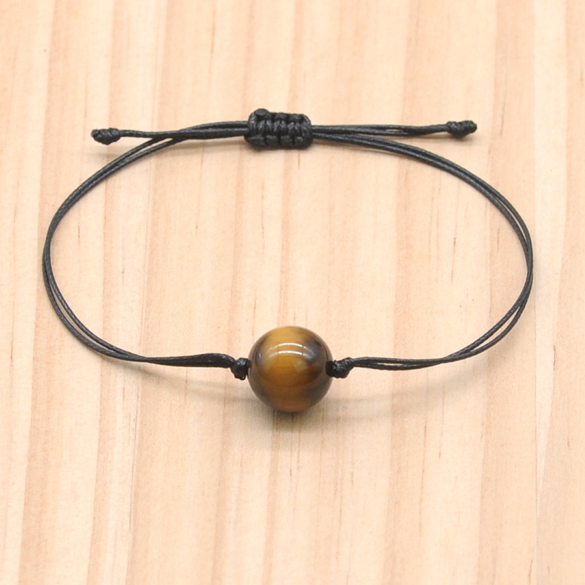 CGB1068 Handmade Yellow Tiger Eye Adjustable Bracelet Smooth Round 12mm