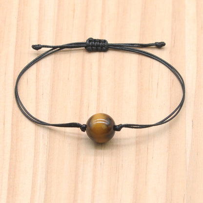 CGB1068 Handmade Yellow Tiger Eye Adjustable Bracelet Smooth Round 12mm