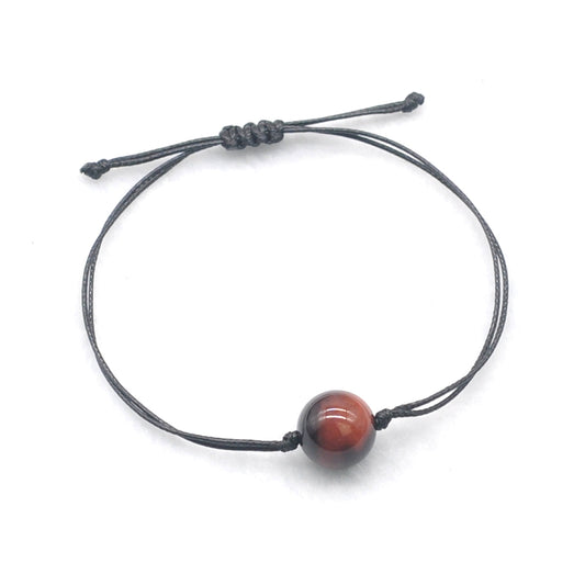 CGB1069 Handmade Red Tiger Eye Adjustable Bracelet Smooth Round 12mm