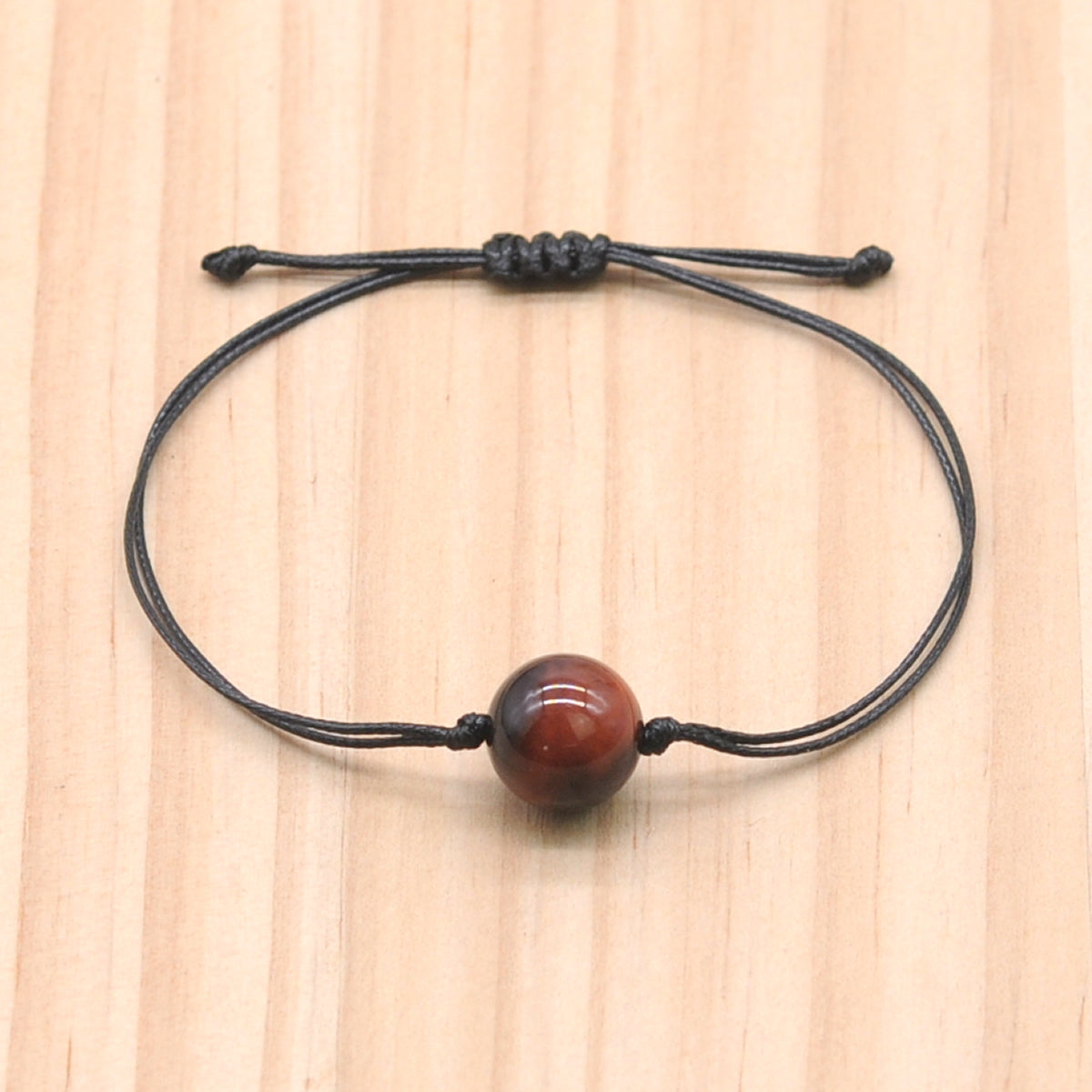 CGB1069 Handmade Red Tiger Eye Adjustable Bracelet Smooth Round 12mm