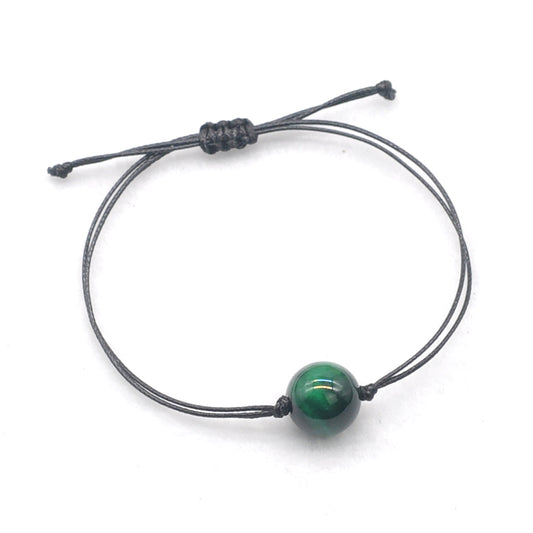 CGB1072 Handmade Green Tiger Eye Adjustable Bracelet Smooth Round 12mm