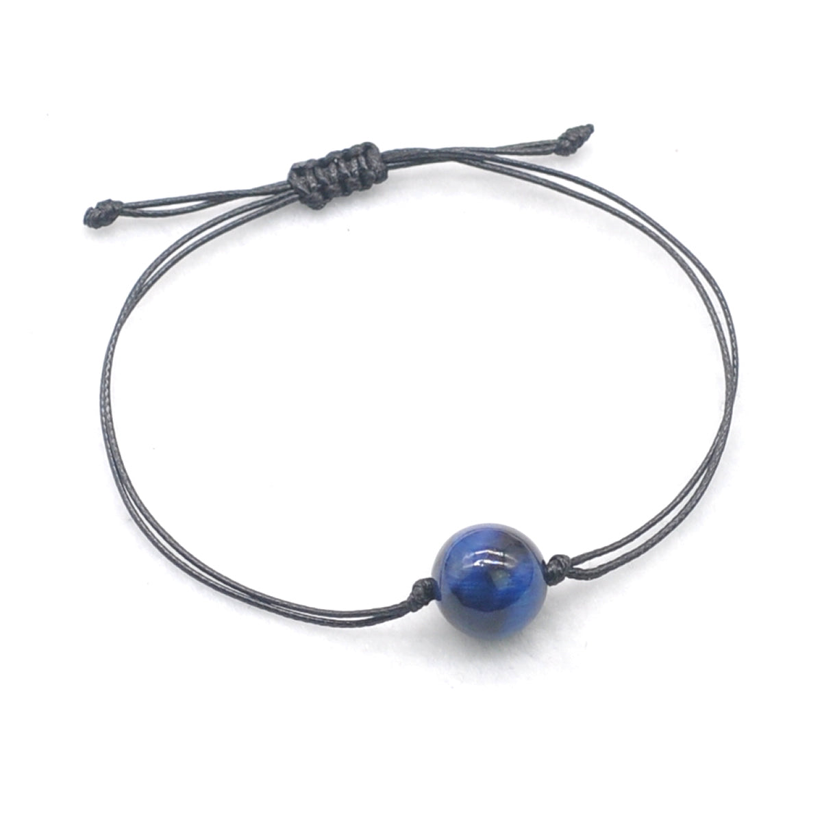 CGB1073 Handmade Blue Tiger Eye Adjustable Bracelet Smooth Round 12mm