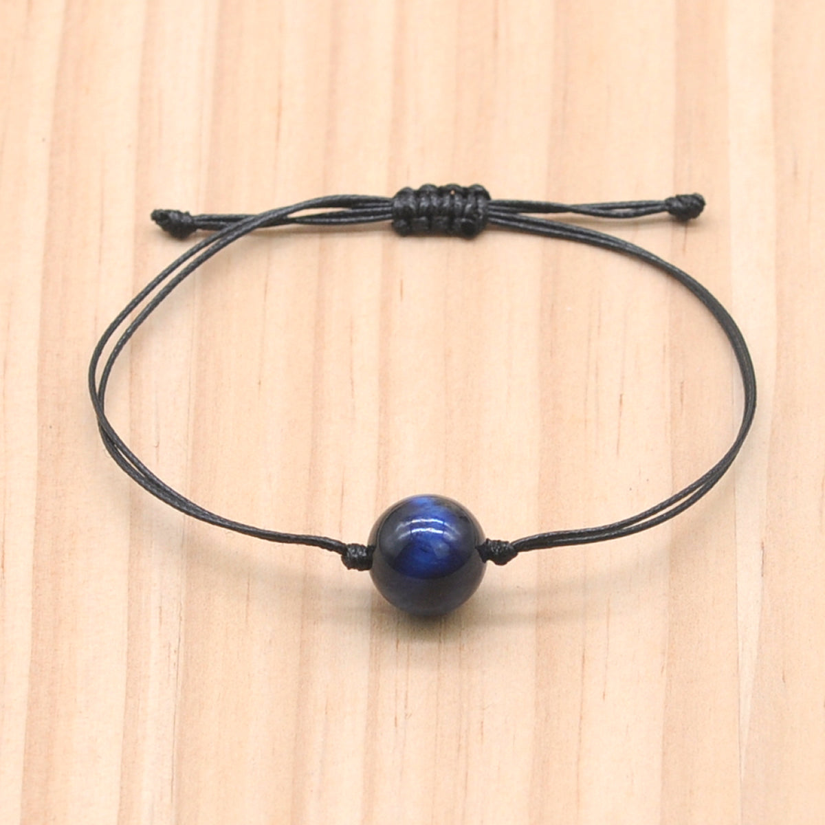 CGB1073 Handmade Blue Tiger Eye Adjustable Bracelet Smooth Round 12mm