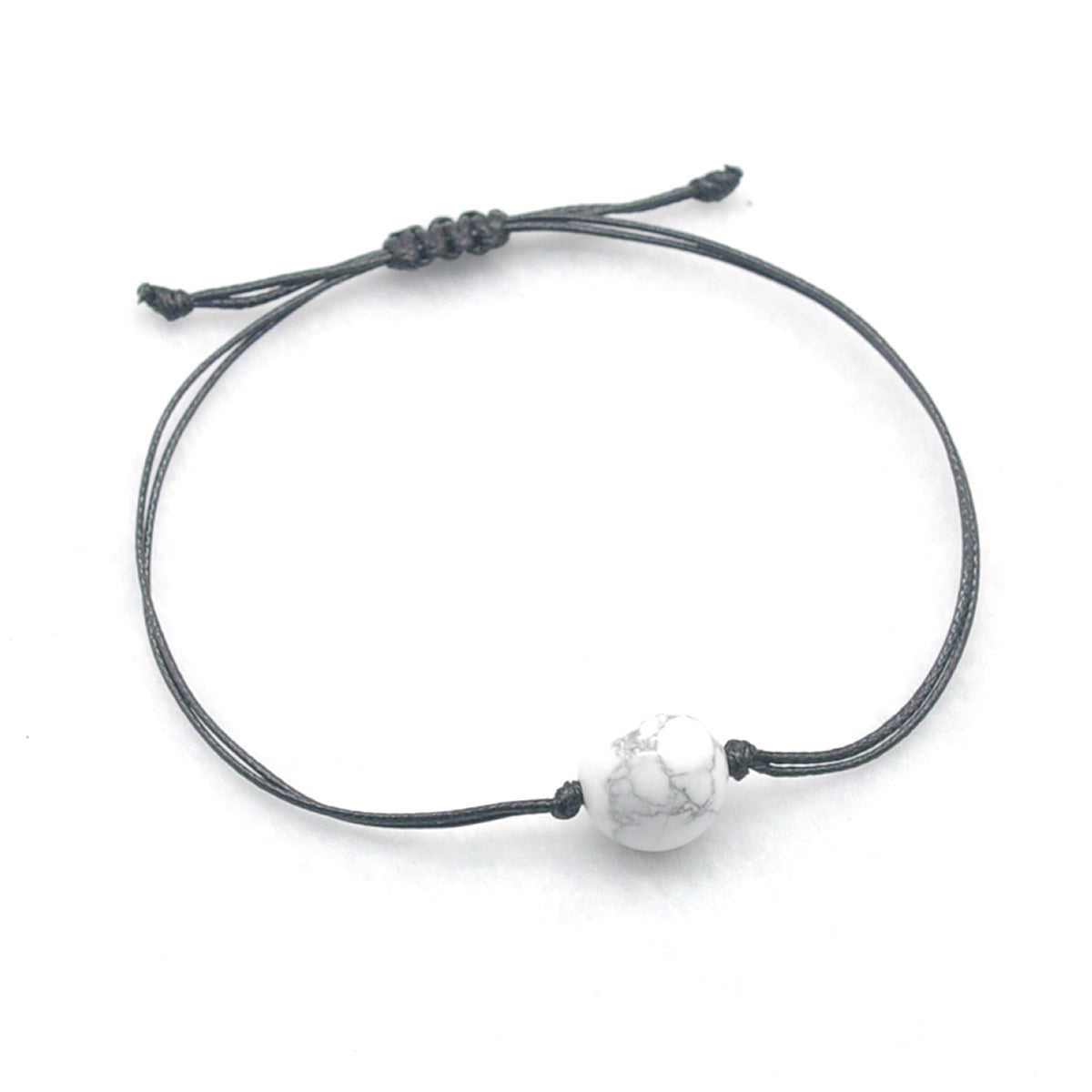 CGB1075 Handmade White Howlite Adjustable Bracelet Smooth Round 12mm