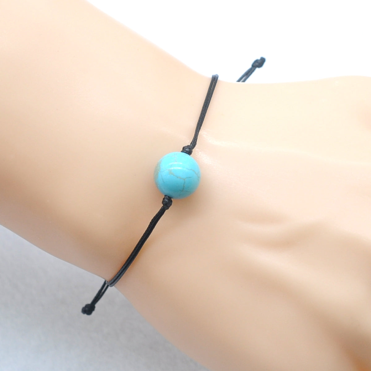 CGB1076 Handmade Blue Howlite Adjustable Bracelet Smooth Round 12mm