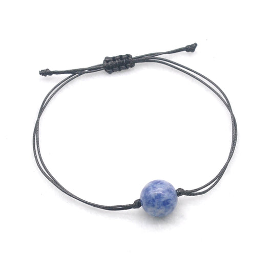 CGB1077 Handmade Blue Spot Stone Adjustable Bracelet Smooth Round 12mm