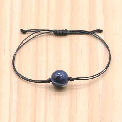 CGB1078 Handmade Sodalite Adjustable Bracelet Smooth Round 12mm