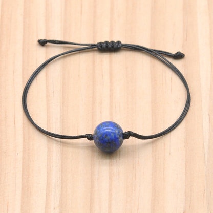 CGB1079 Handmade Lapis Lazuli Adjustable Bracelet Smooth Round 12mm