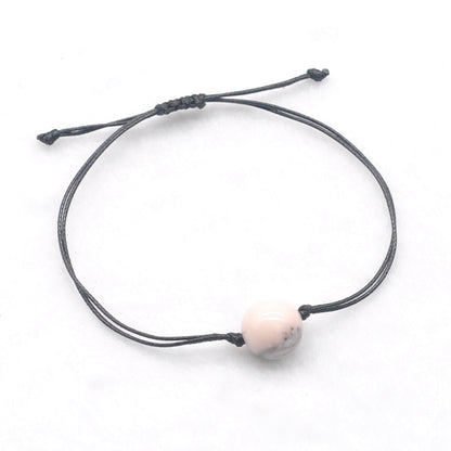 CGB1080 Handmade Pink Opal Adjustable Bracelet Smooth Round 12mm