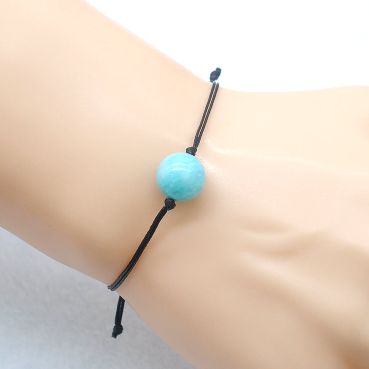 CGB1081 Handmade Amazonite Adjustable Bracelet Smooth Round 12mm