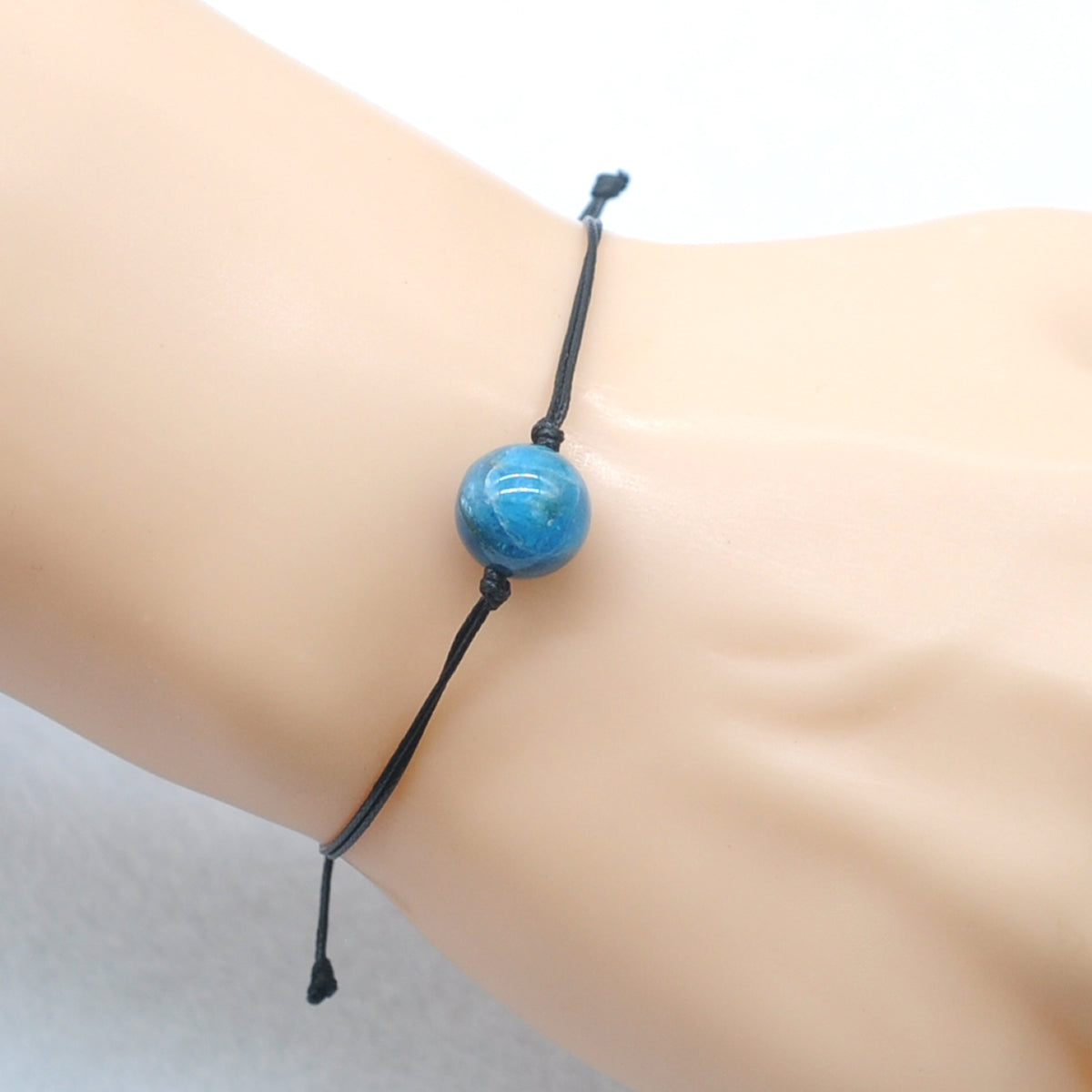 CGB1082 Handmade Apatite Adjustable Bracelet Smooth Round 12mm